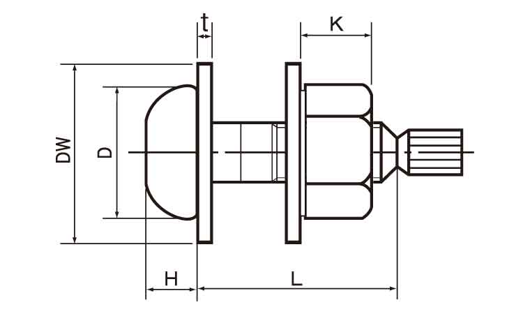 カーテンウォール用高力ボルト図面