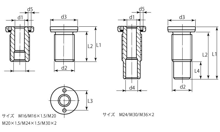 ロケーティングブッシュフラット型図面