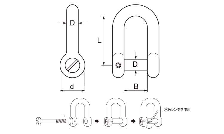ねじ止め沈みシャックル図面