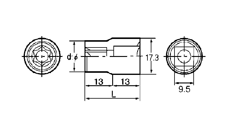 ＴＯＲＸ　Ｔソケット　Ｑ６Ｅ図面