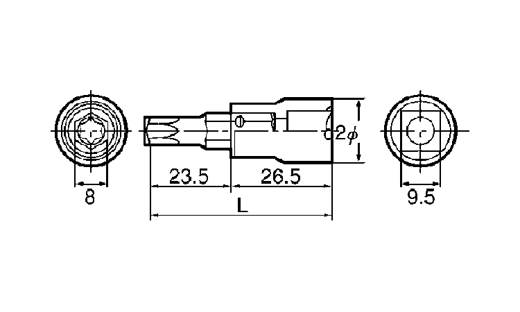 ＴＯＲＸ　Ｔソケット　Ｑ６Ｔ図面