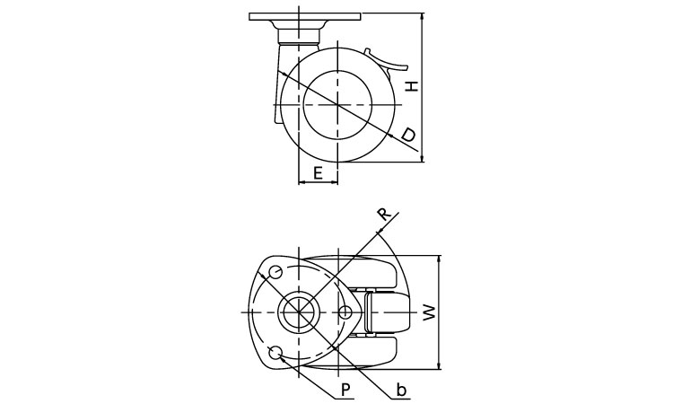 事務機器向け自在車ストッパーＰ型図面
